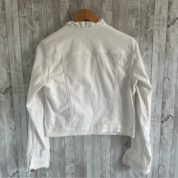 Draper James White Ruffle Jean Jacket Medium - Picture 2 of 5